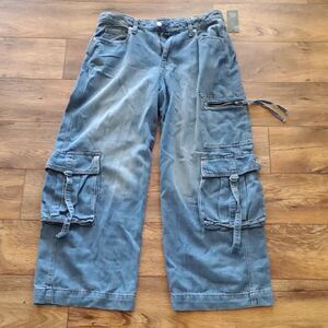 Wild Fable Gray Cargo Pants with Multiple Pockets & Tie Details New W Tag
